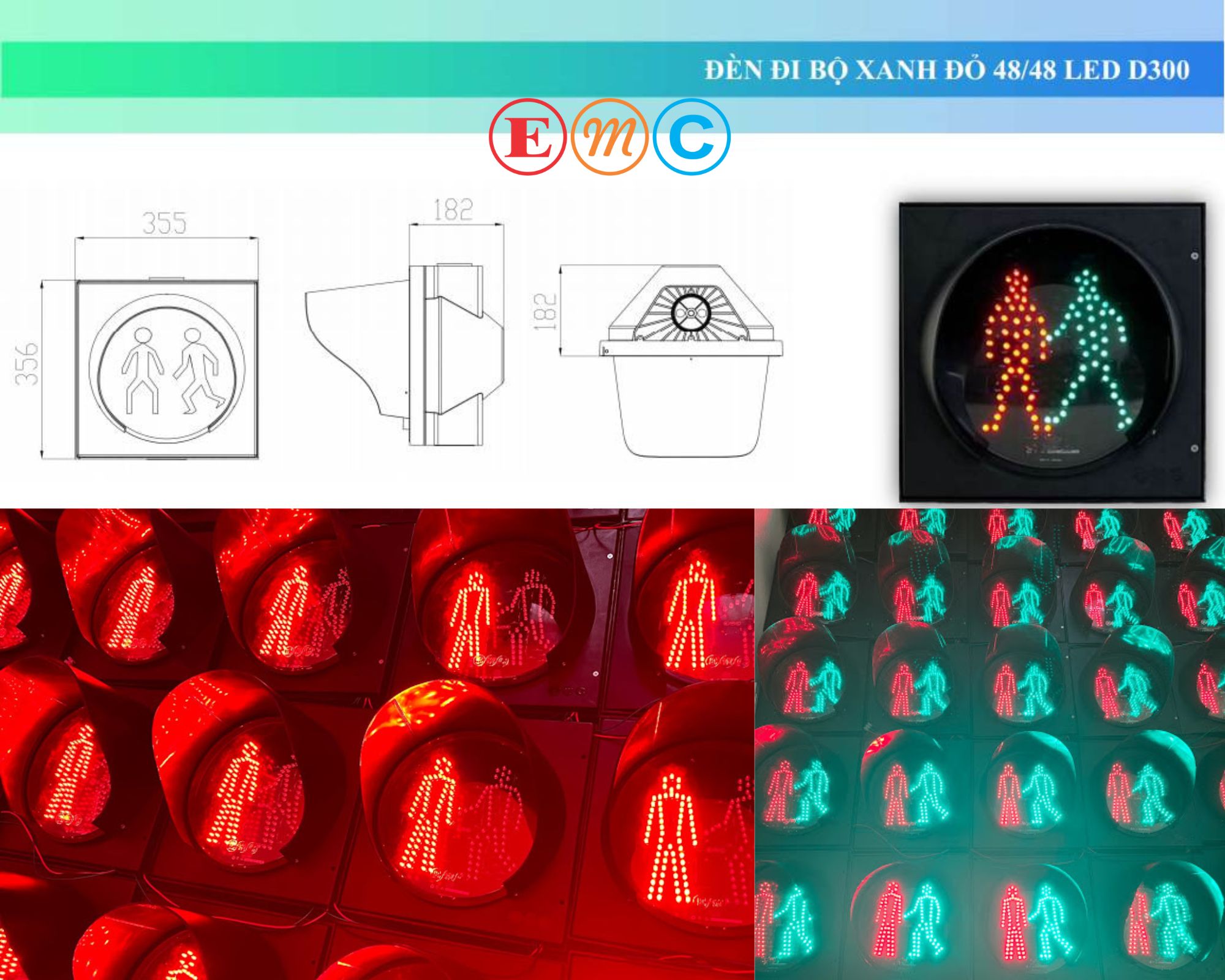 ĐÈN ĐI BỘ XANH ĐỎ 48 LED